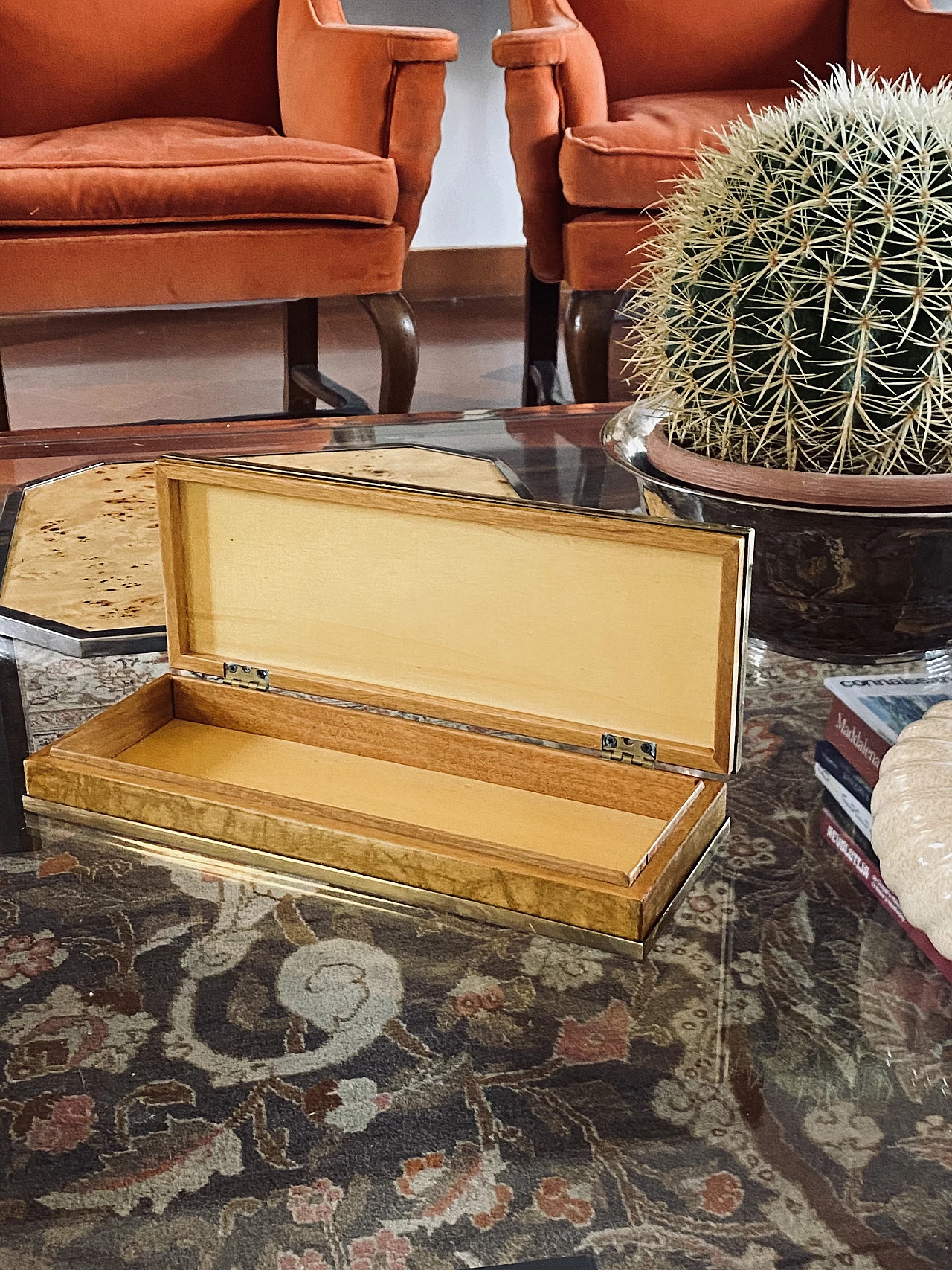 Wood and brass cigar box by Tommaso Barbi, 1970s 5