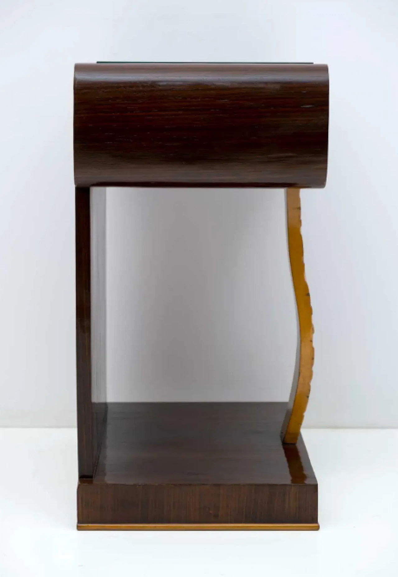 Pair of walnut briar and maple bedside tables, 1920s 8