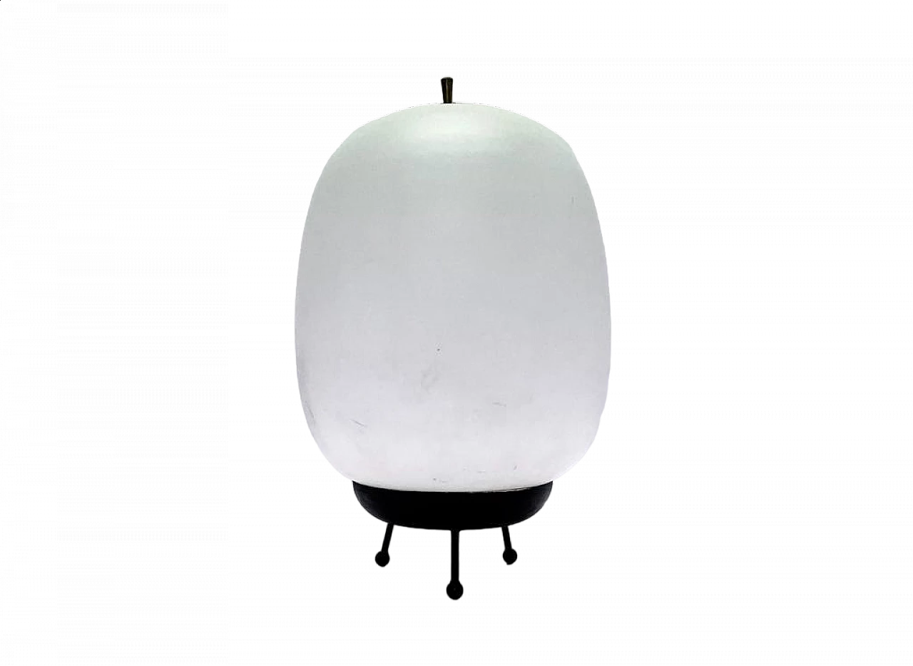 Opaline glass and metal table lamp by Stilnovo, 1950s 7