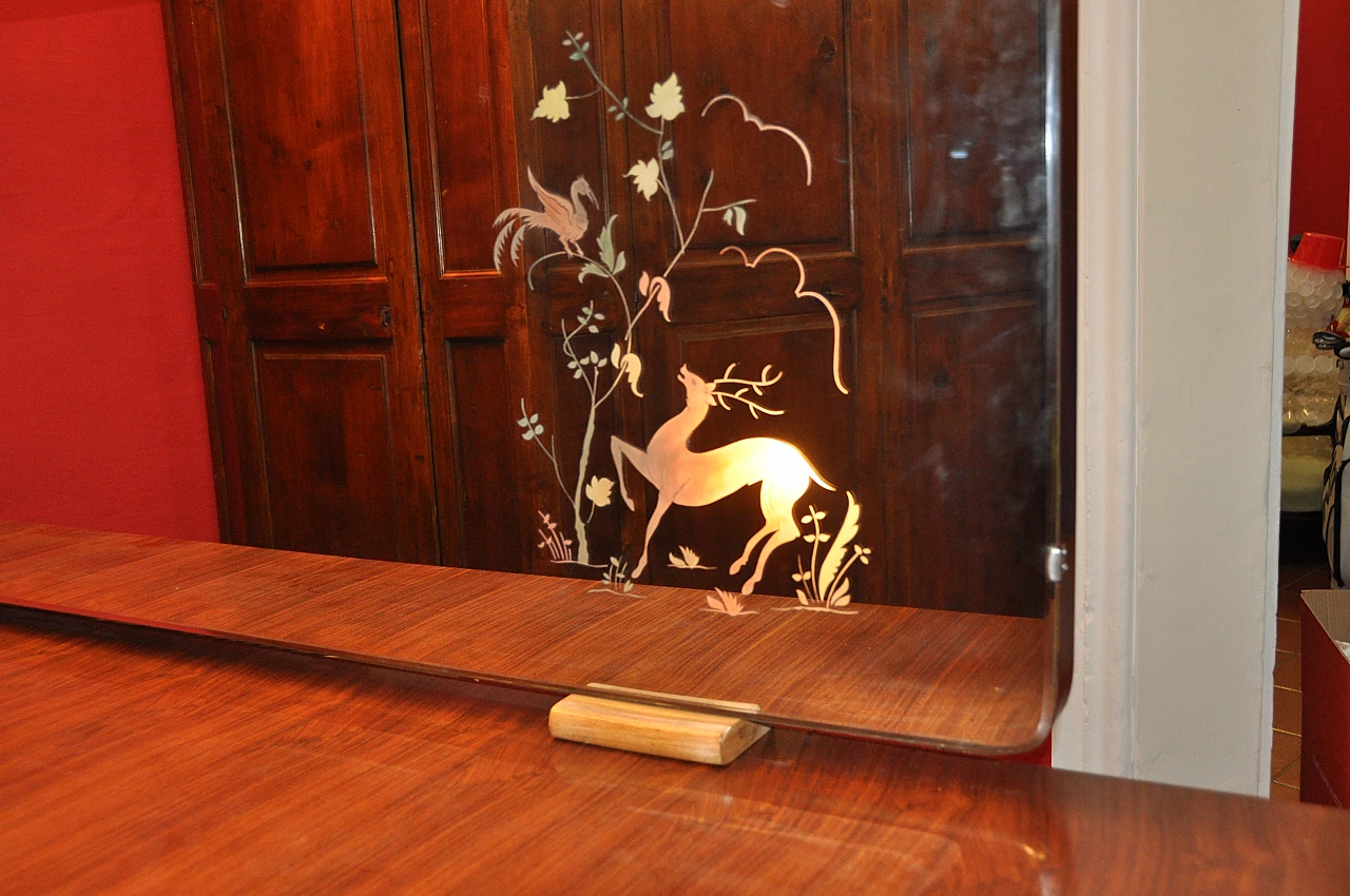 Art Deco wood sideboard with lighted mirror, 1940s 4