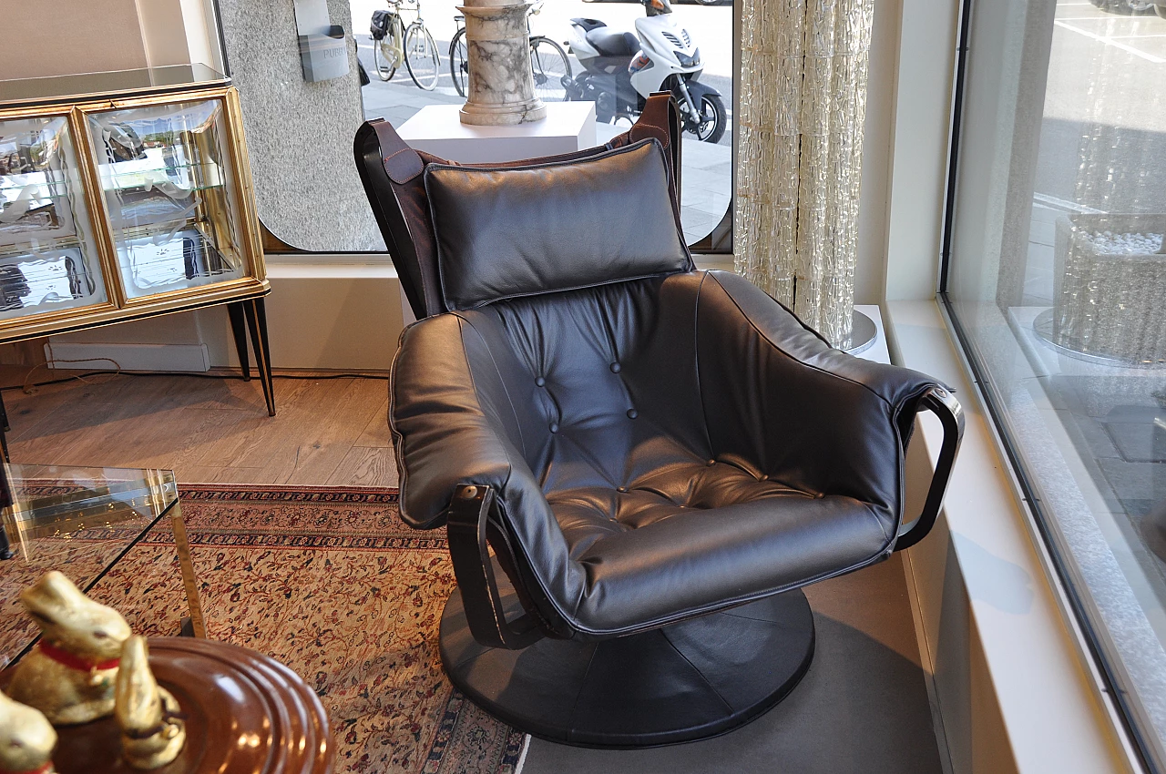 Leather swivel armchair, 1980s 1