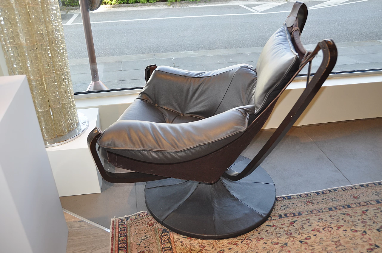 Leather swivel armchair, 1980s 6