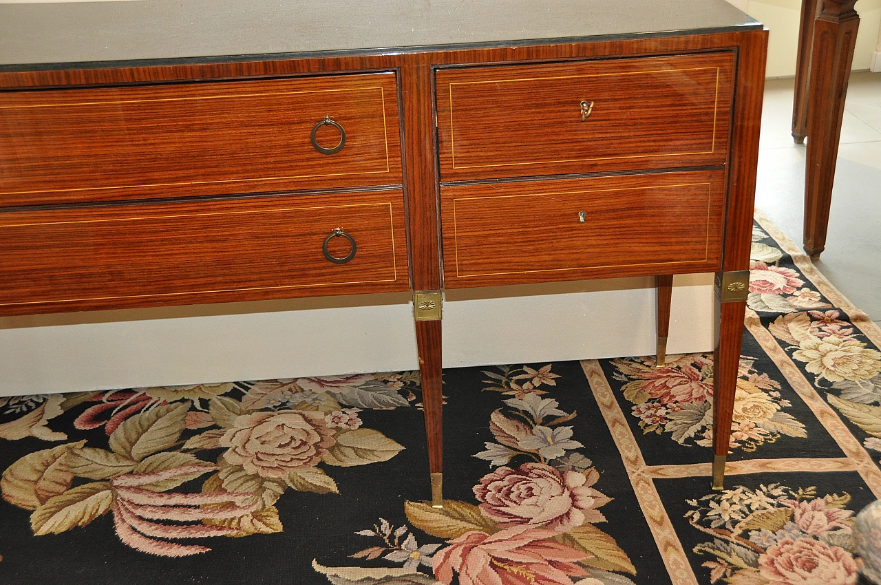 Rosewood veneered sideboard with green marble top, 1950s 4