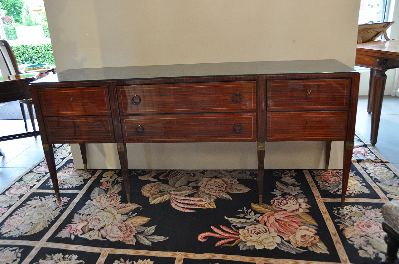 Rosewood veneered sideboard with green marble top, 1950s 7