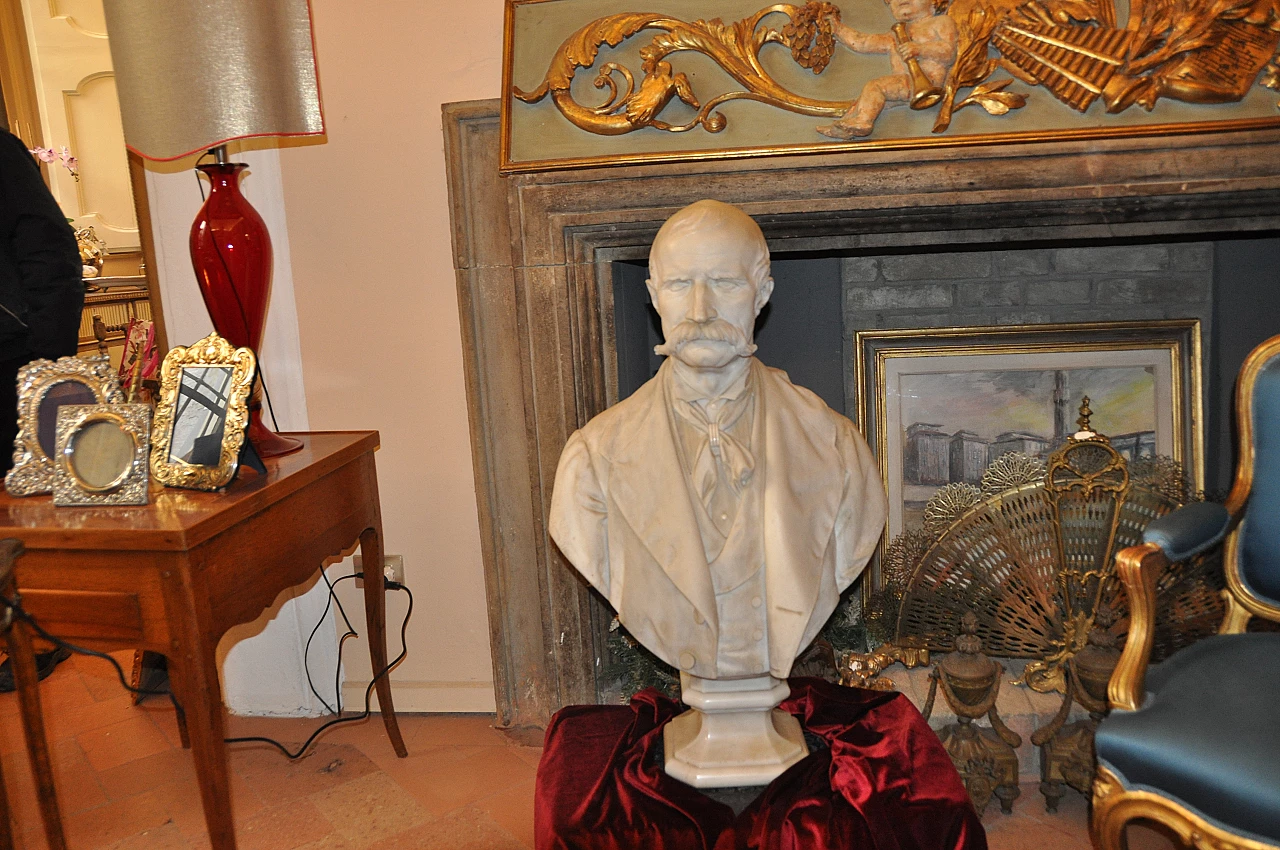 Donato Barcaglia, male bust, Carrara marble sculpture 1