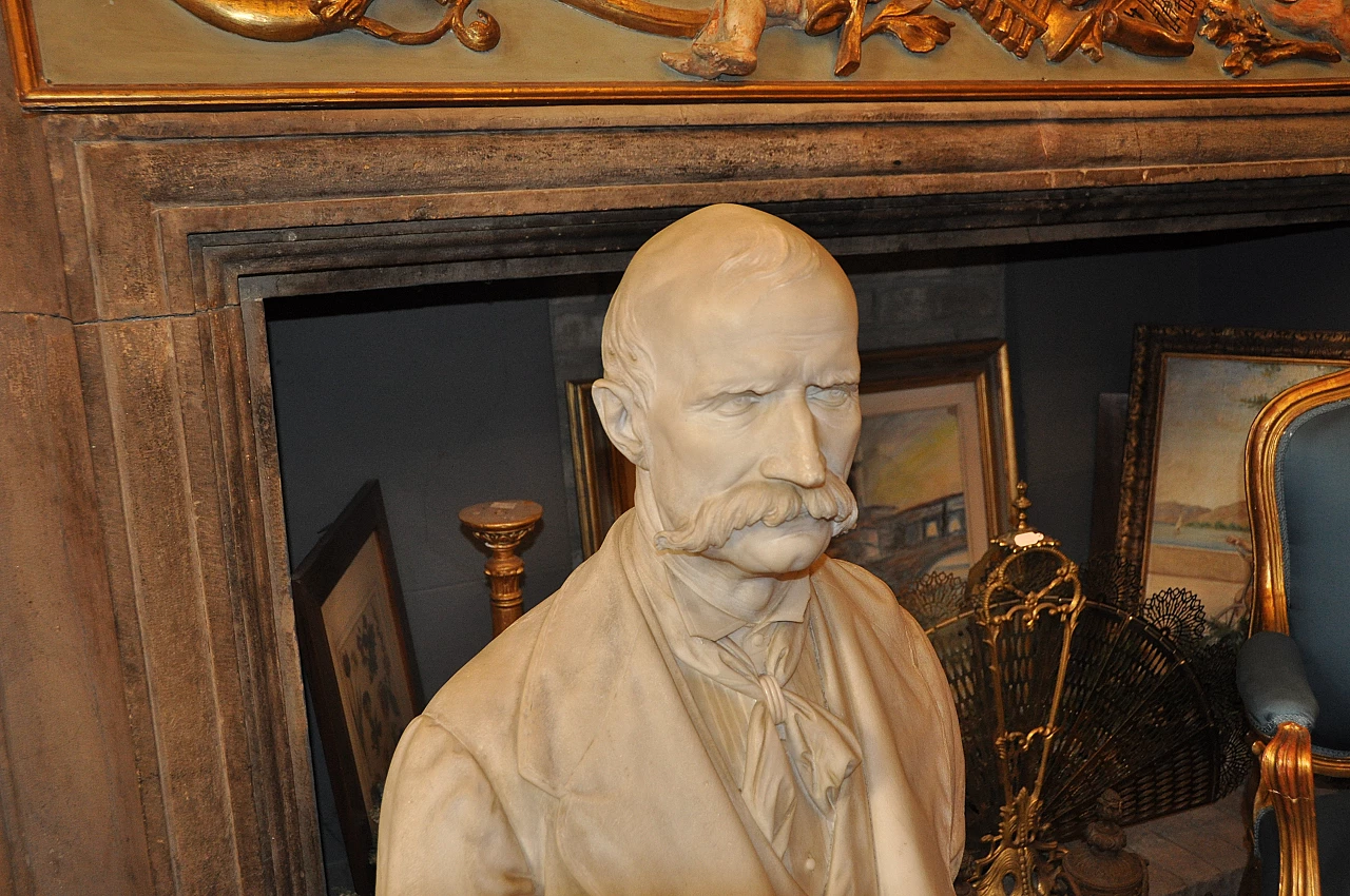 Donato Barcaglia, male bust, Carrara marble sculpture 2