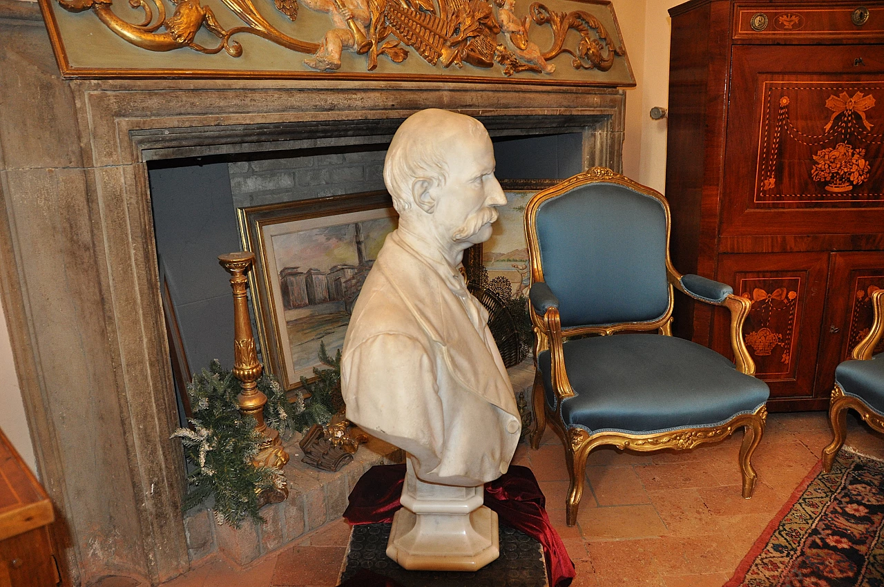 Donato Barcaglia, male bust, Carrara marble sculpture 3