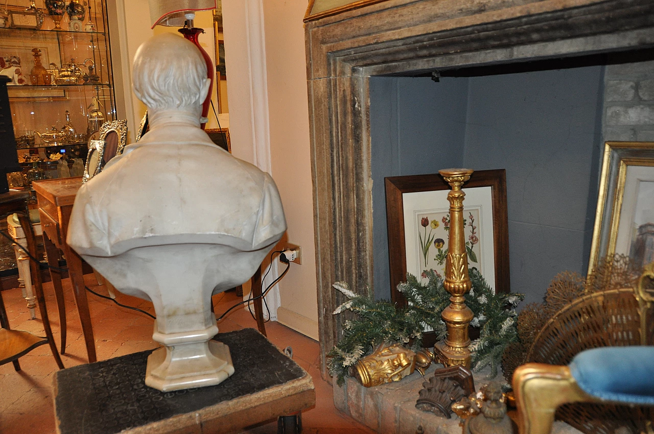 Donato Barcaglia, male bust, Carrara marble sculpture 4