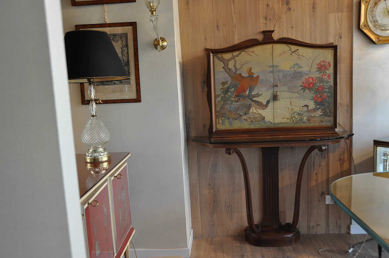 Art Deco mahogany bar cabinet with glass top and painted cabinet, 1940s 2