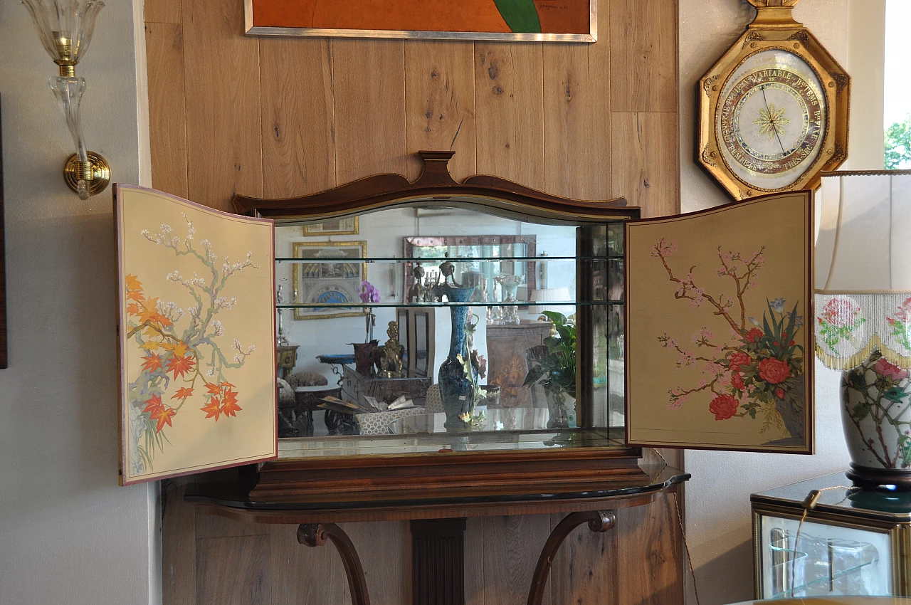 Art Deco mahogany bar cabinet with glass top and painted cabinet, 1940s 5