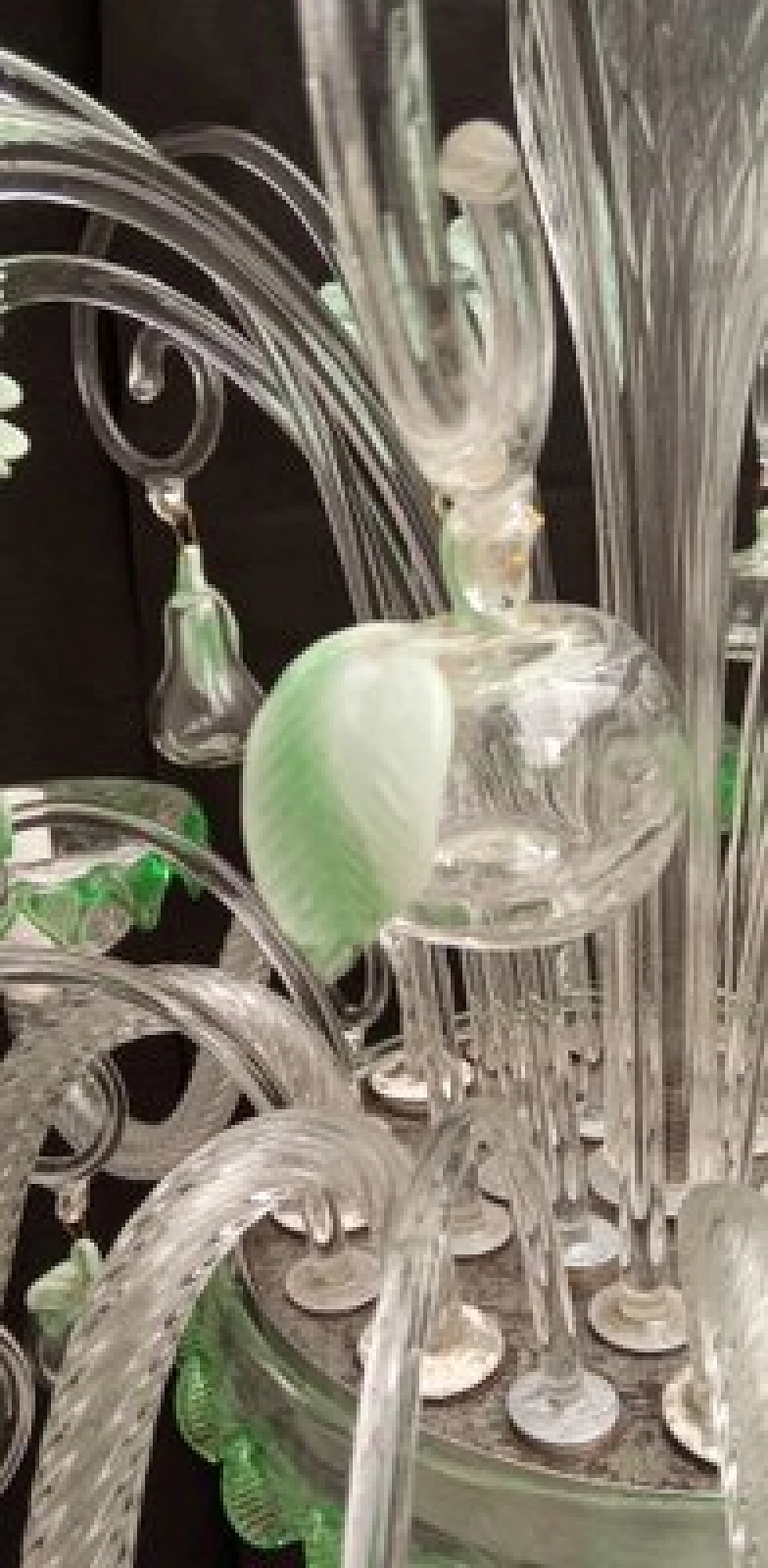 Eight-light chandelier in green Murano glass, 1970s 4