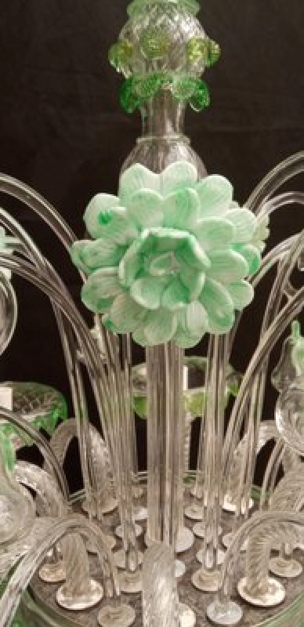 Eight-light chandelier in green Murano glass, 1970s 7