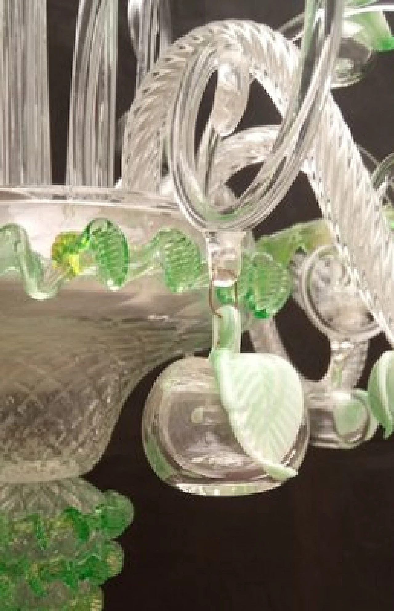 Eight-light chandelier in green Murano glass, 1970s 12