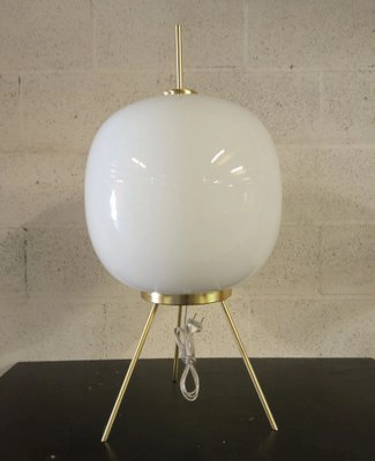 White Murano glass table lamp with metal frame, 1970s 1