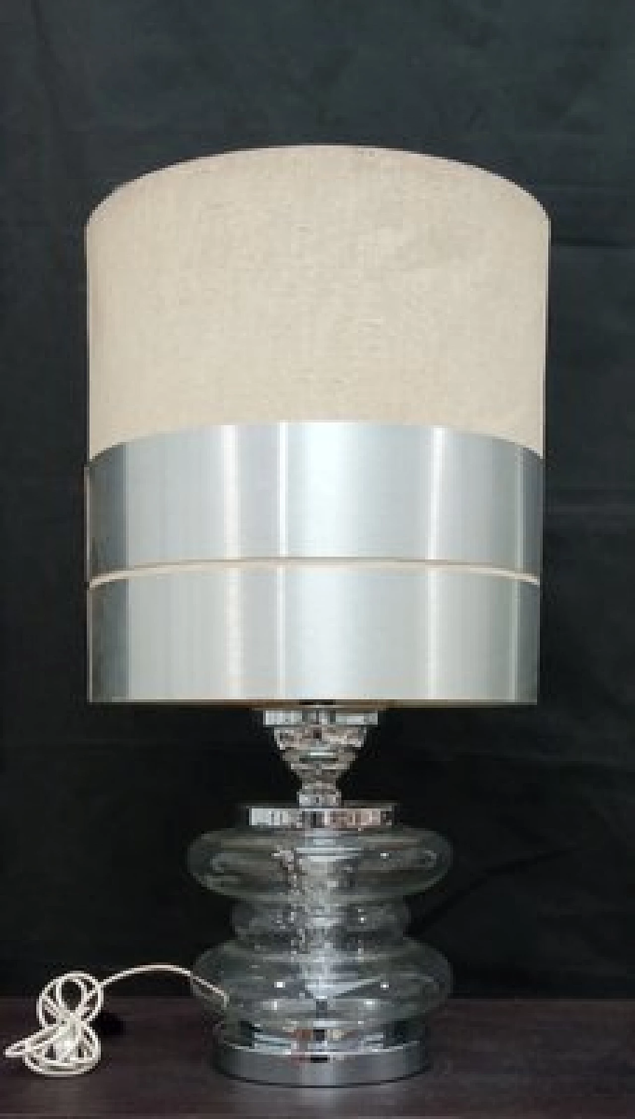 Table lamp with metal frame and glass, 1980s 1