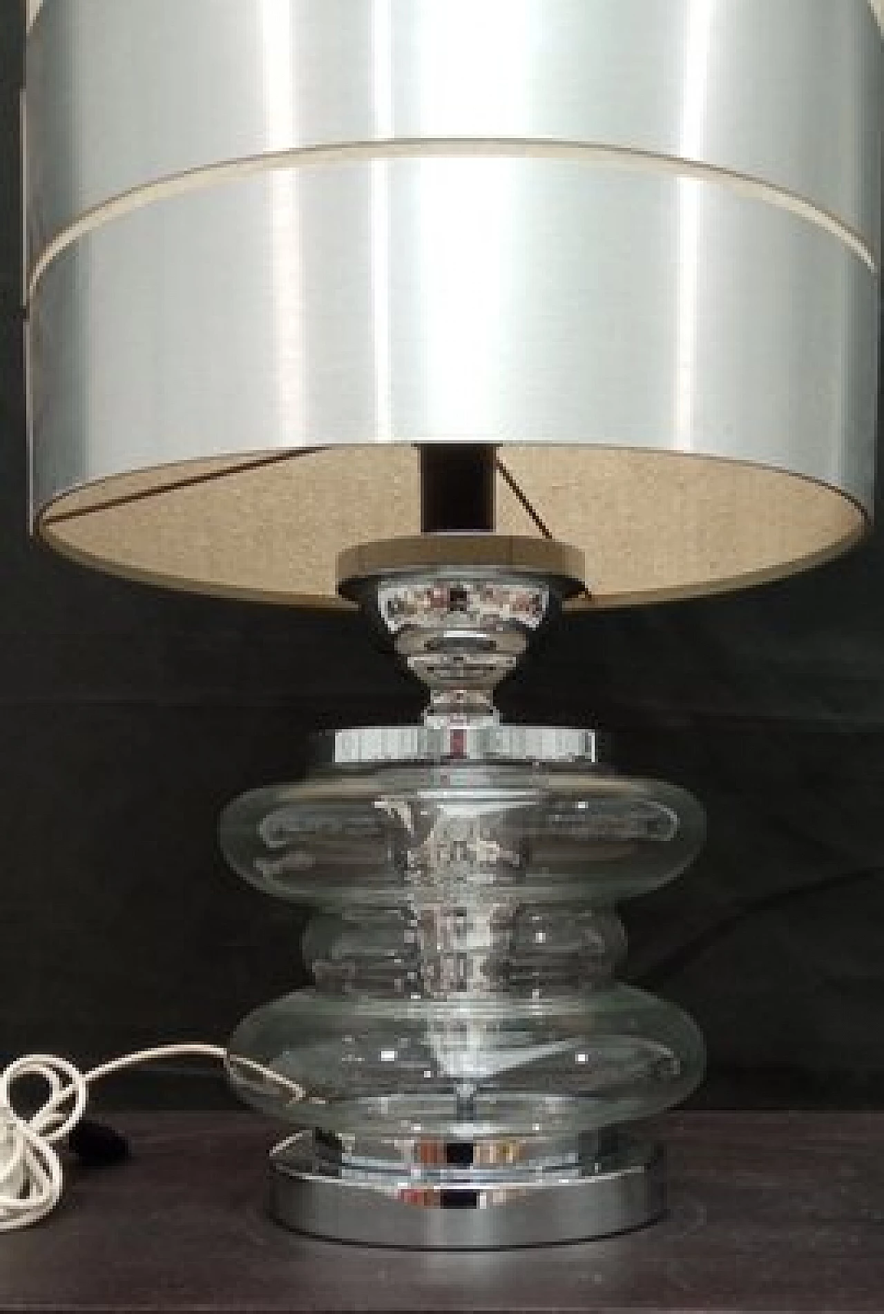 Table lamp with metal frame and glass, 1980s 2