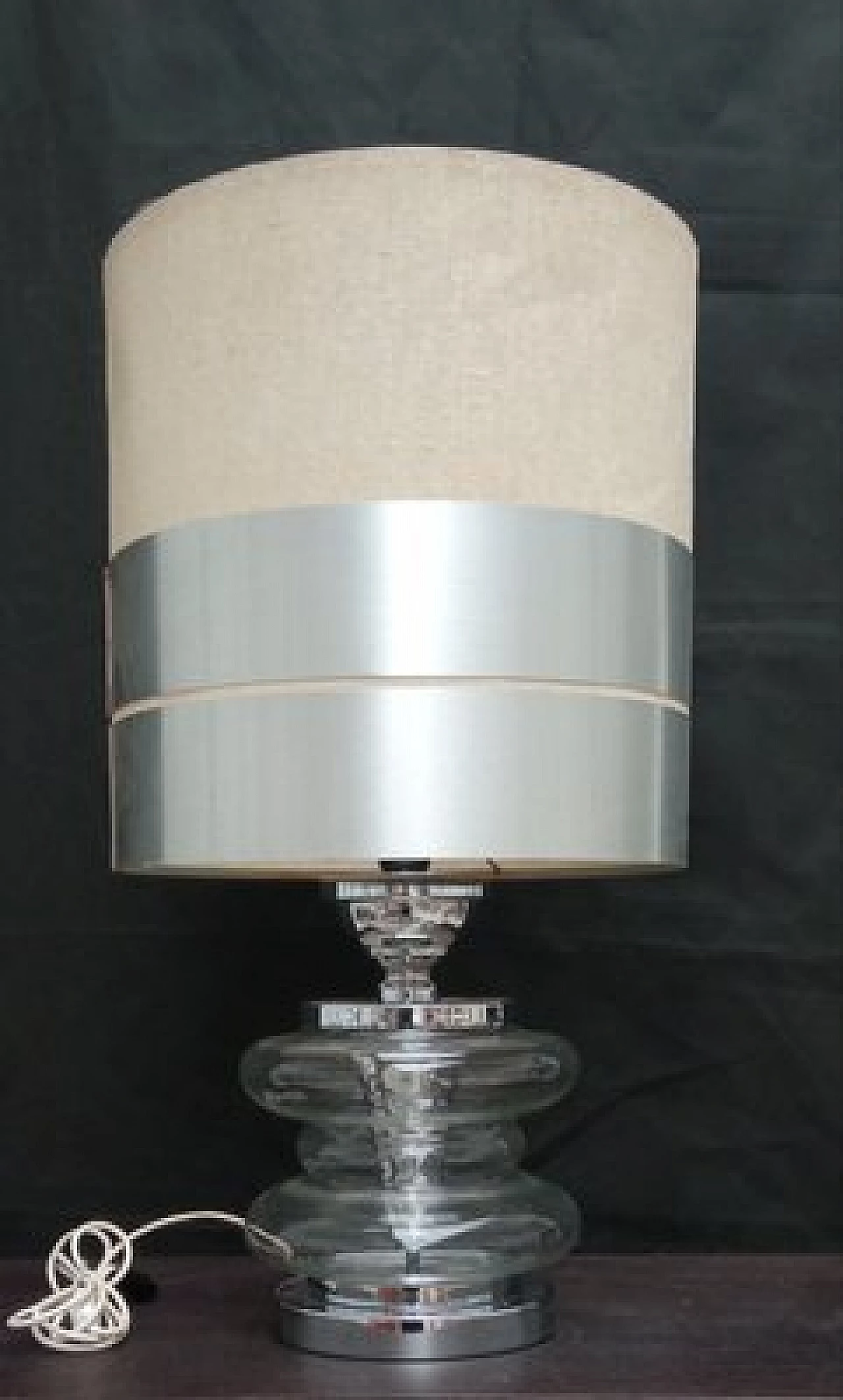 Table lamp with metal frame and glass, 1980s 5