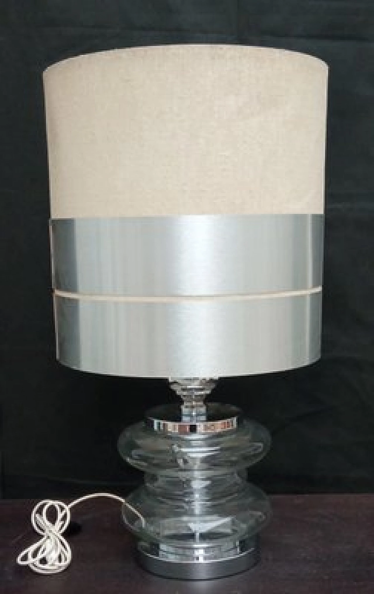 Table lamp with metal frame and glass, 1980s 6