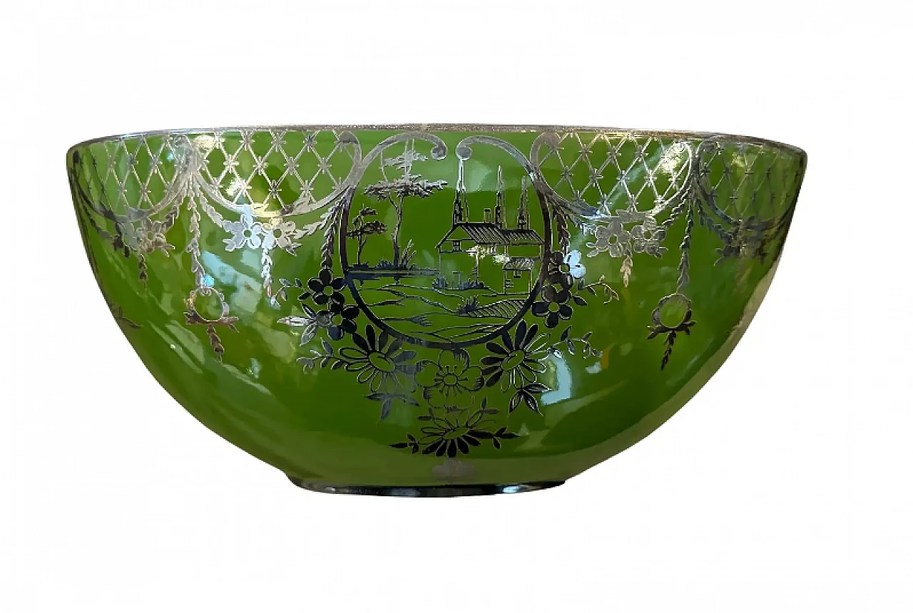 Green and silver ceramic centrepiece, 1940s 1