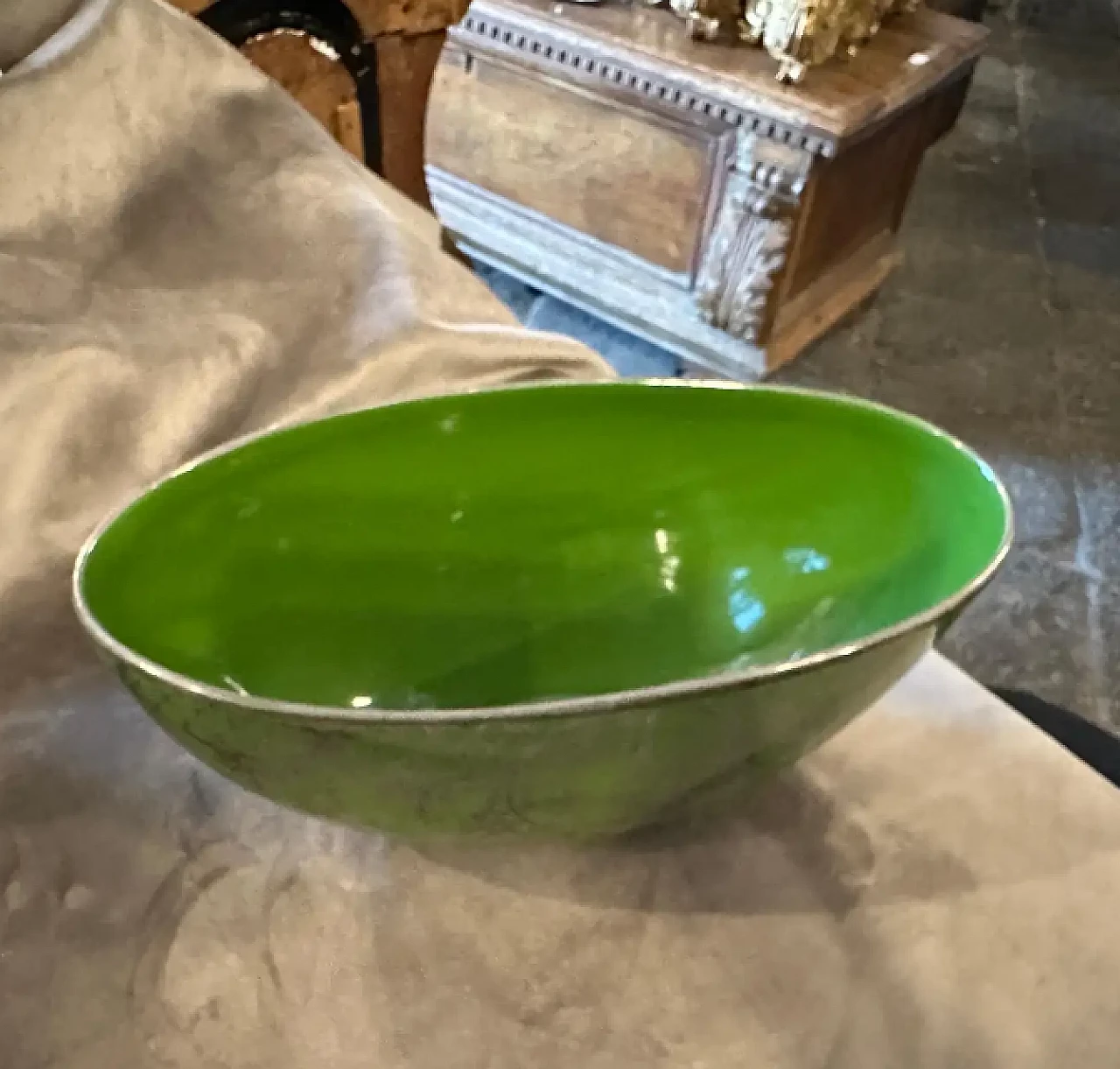 Green and silver ceramic centrepiece, 1940s 5