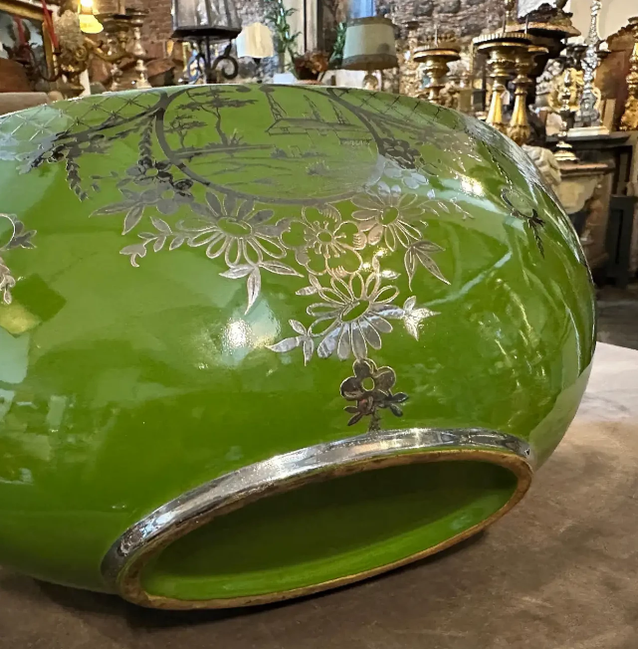 Green and silver ceramic centrepiece, 1940s 6