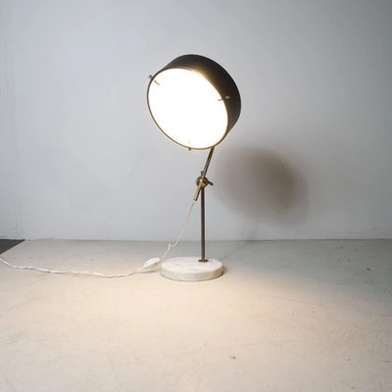 Adjustable table lamp with circular marble base by Stilux Milano, 1950s 2