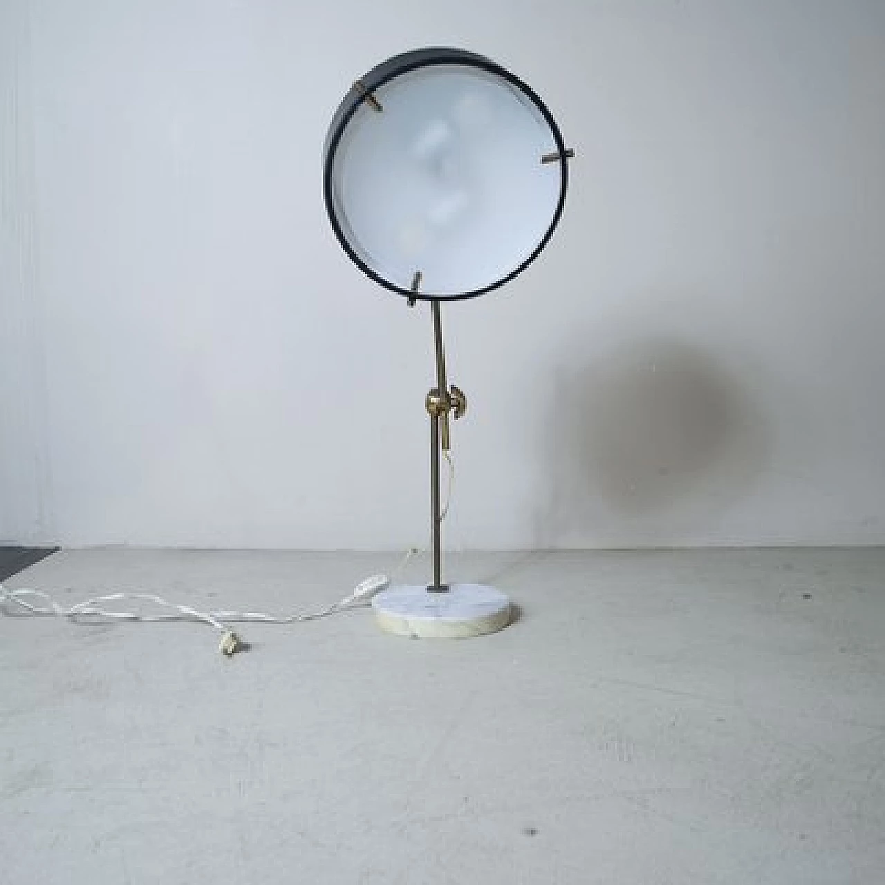 Adjustable table lamp with circular marble base by Stilux Milano, 1950s 3