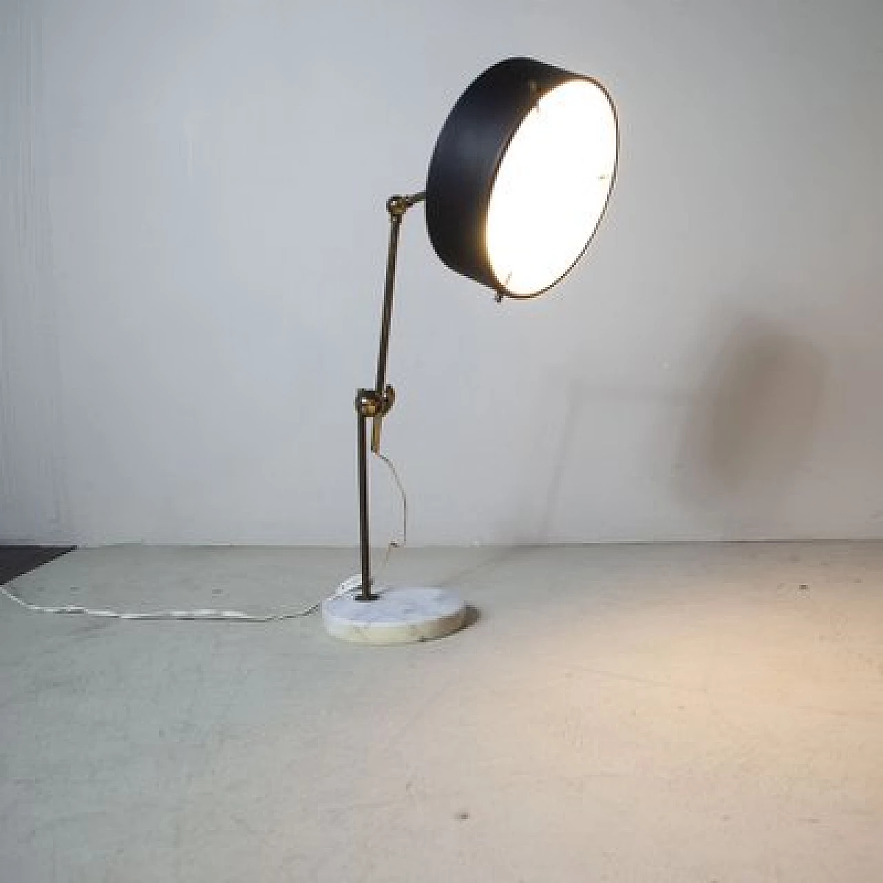 Adjustable table lamp with circular marble base by Stilux Milano, 1950s 6