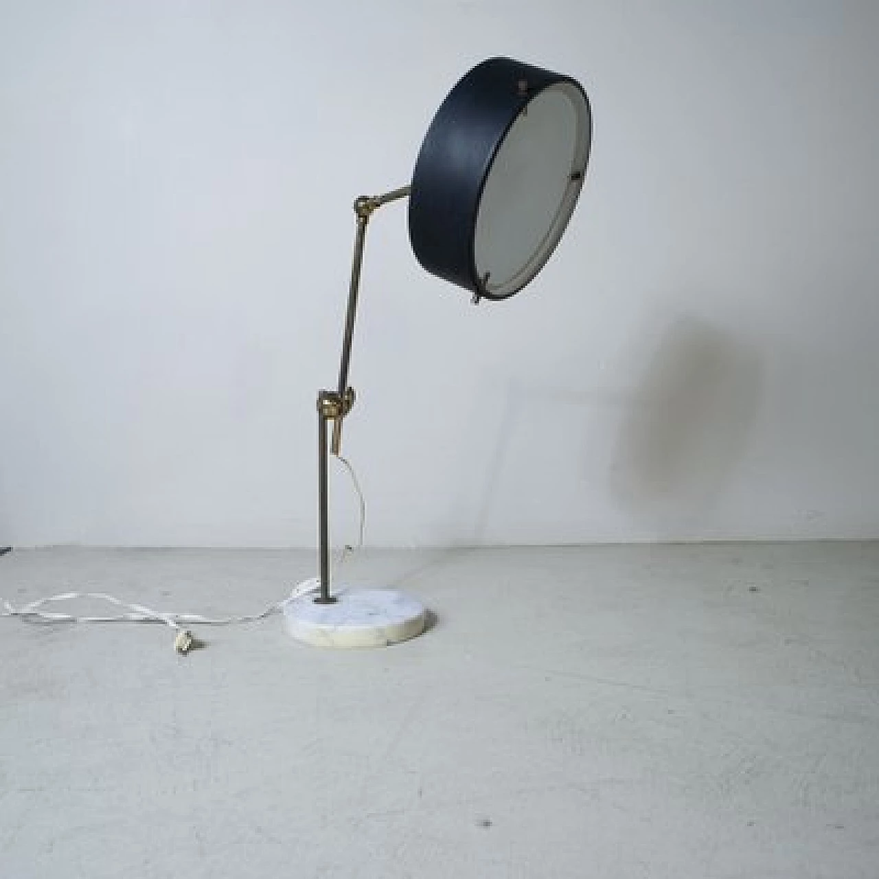 Adjustable table lamp with circular marble base by Stilux Milano, 1950s 7