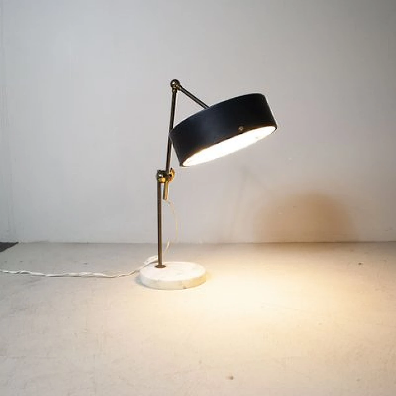 Adjustable table lamp with circular marble base by Stilux Milano, 1950s 8