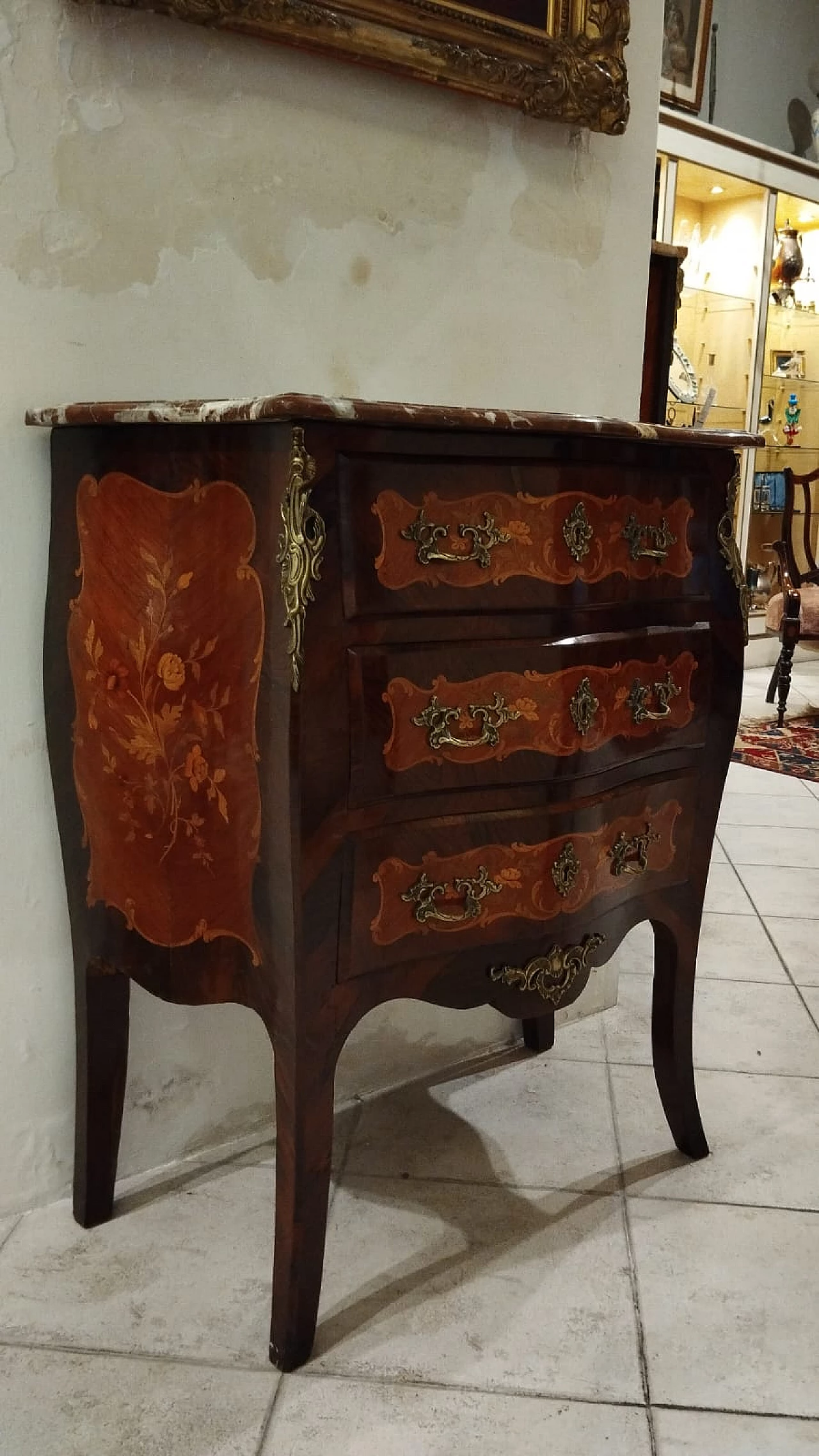 Louis XVI chest of drawers with Rosso Francia marble top, 18th century 13