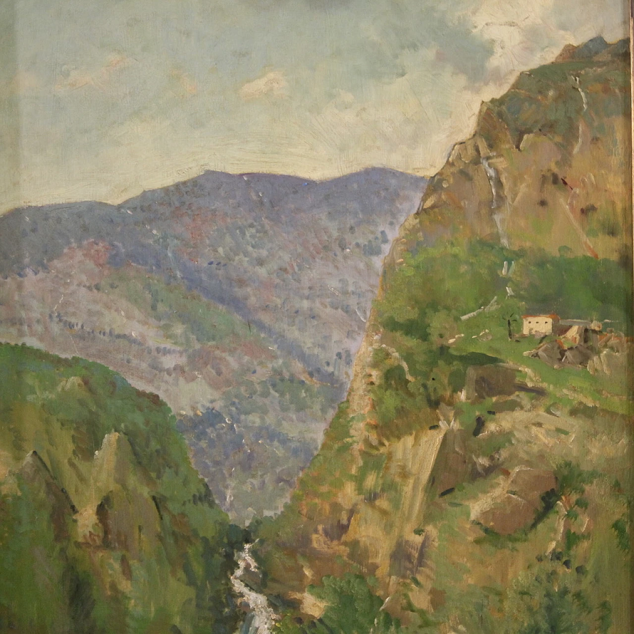 Mountain landscape, oil painting on panel, 1950s 6