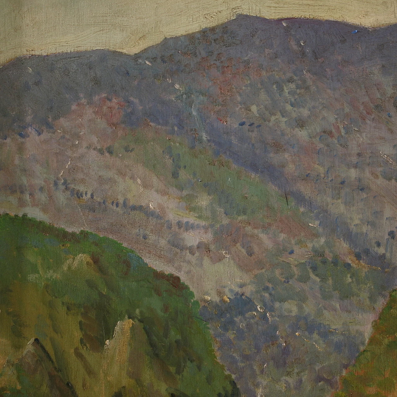 Mountain landscape, oil painting on panel, 1950s 10