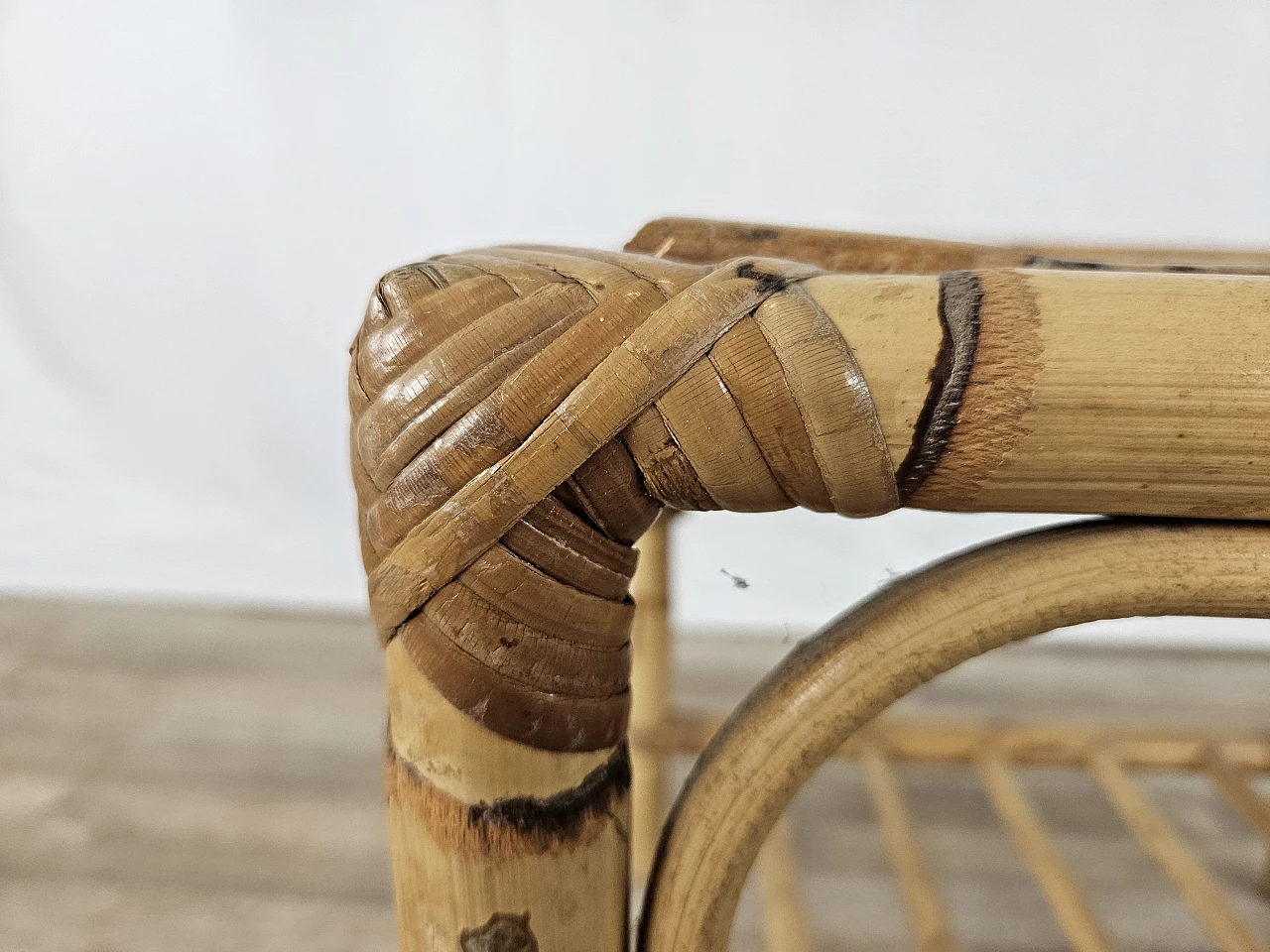 Wicker coffee table with double shelf, 1970s 13