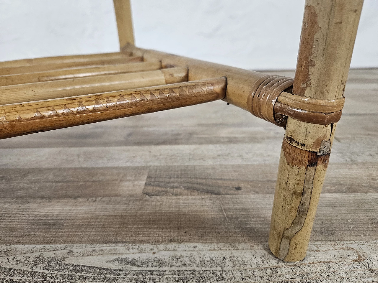 Wicker coffee table with double shelf, 1970s 17