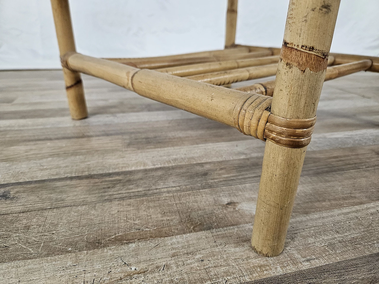 Wicker coffee table with double shelf, 1970s 18