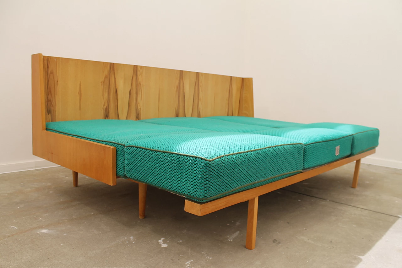 Beech and fabric folding sofa bed by Jitona, 1970s 22