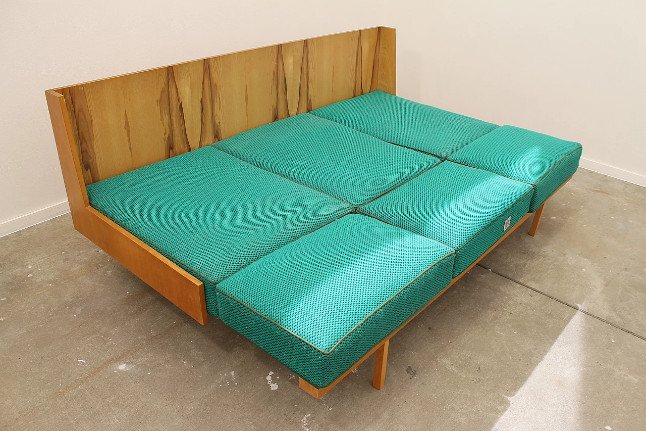 Beech and fabric folding sofa bed by Jitona, 1970s 23