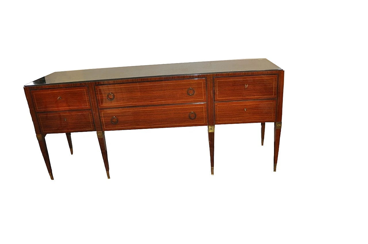 Rosewood veneered sideboard with green marble top, 1950s 8