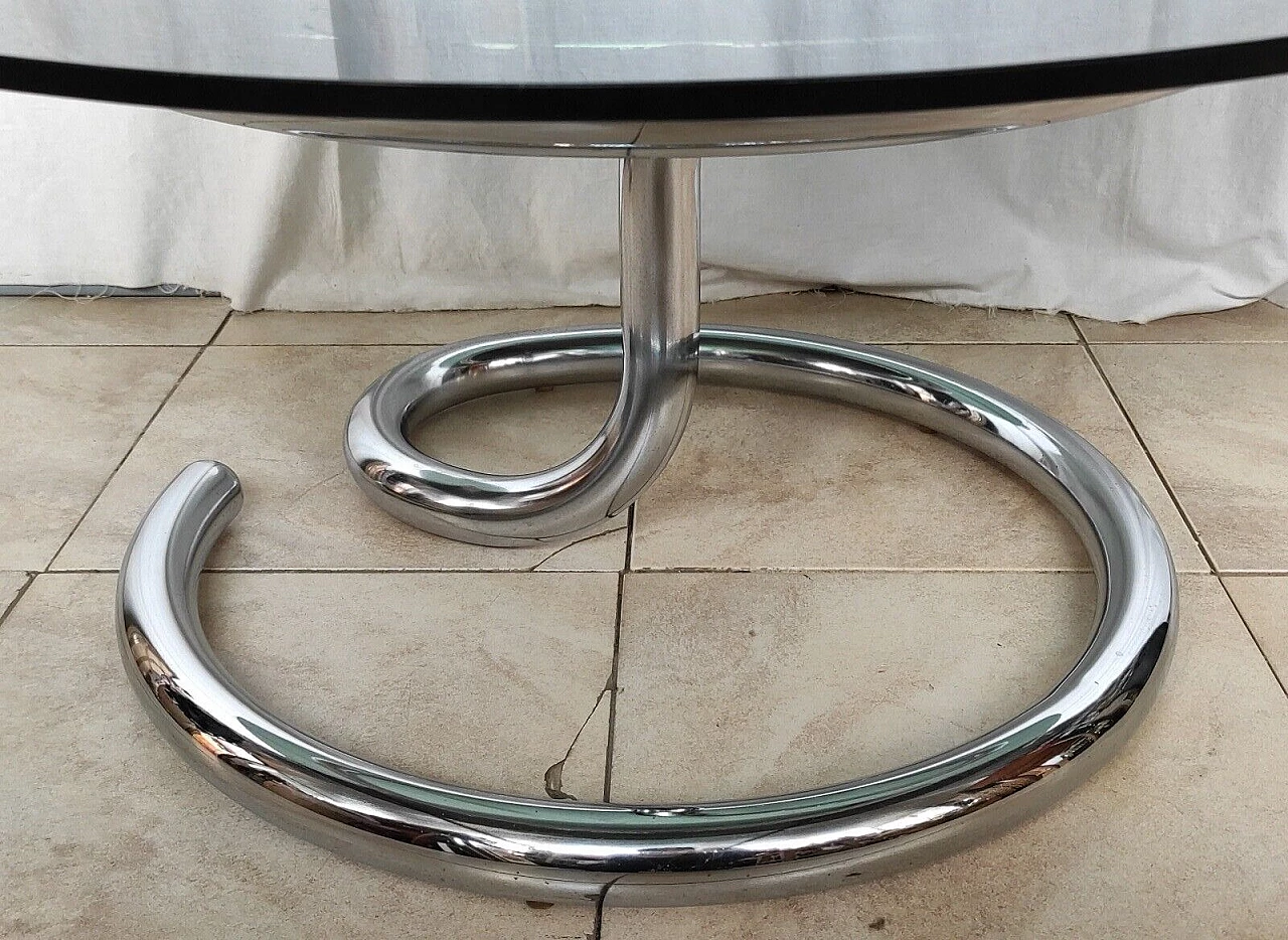 Cobra coffee table in chrome-plated metal with smoked glass top, 1970s 8