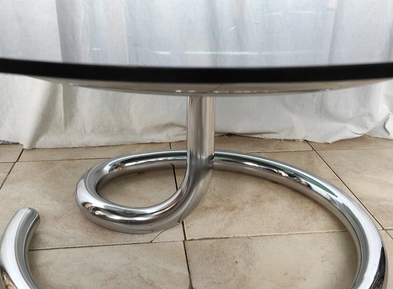 Cobra coffee table in chrome-plated metal with smoked glass top, 1970s 9