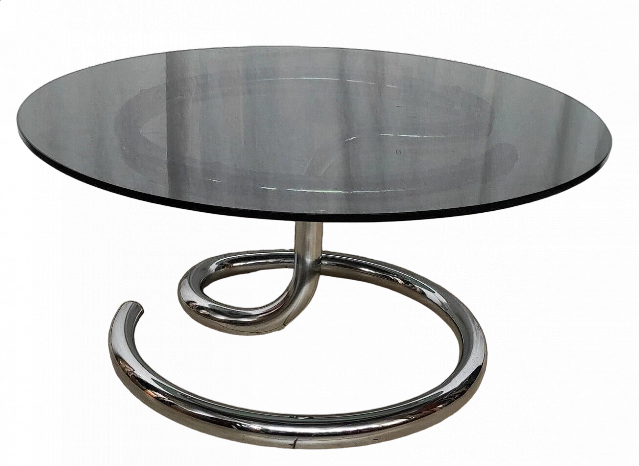 Cobra coffee table in chrome-plated metal with smoked glass top, 1970s 11