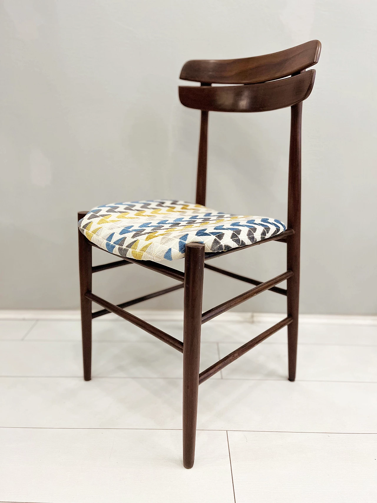 Rosewood and velvet chair, 1960s 2