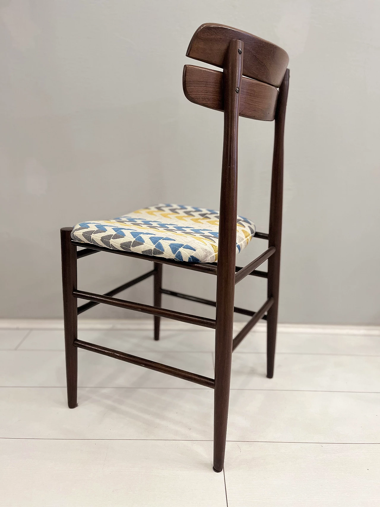 Rosewood and velvet chair, 1960s 4