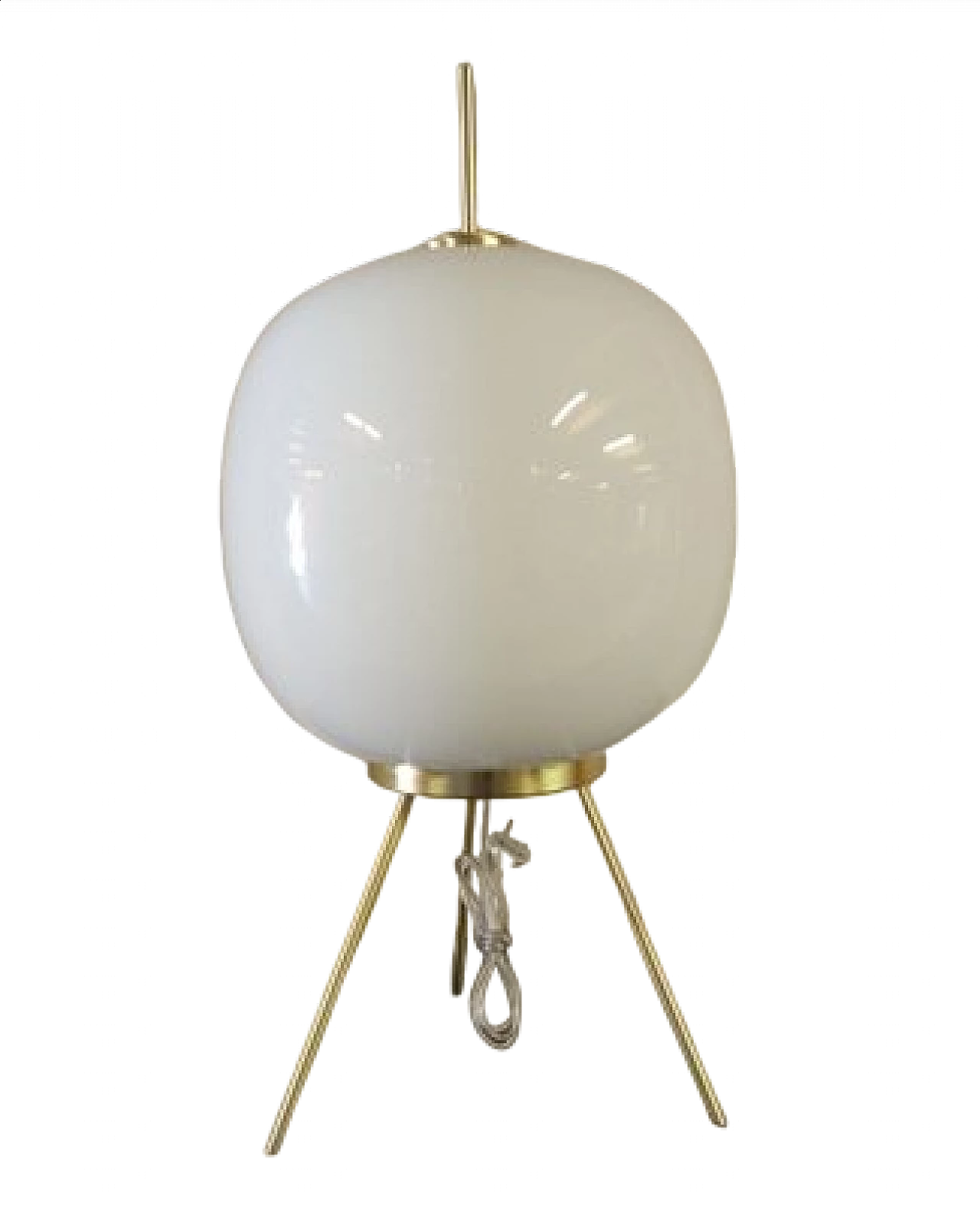 White Murano glass table lamp with metal frame, 1970s 14