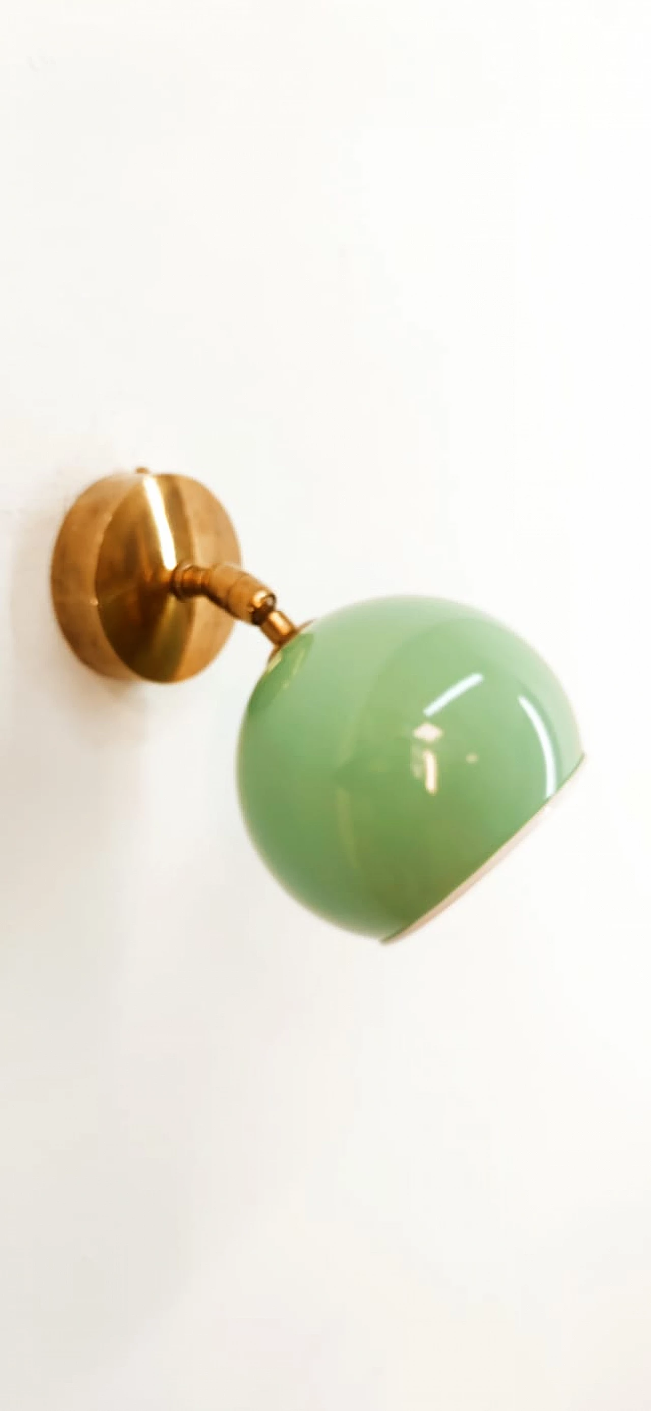 Brass and aqua green metal adjustable wall light, 1970s 3