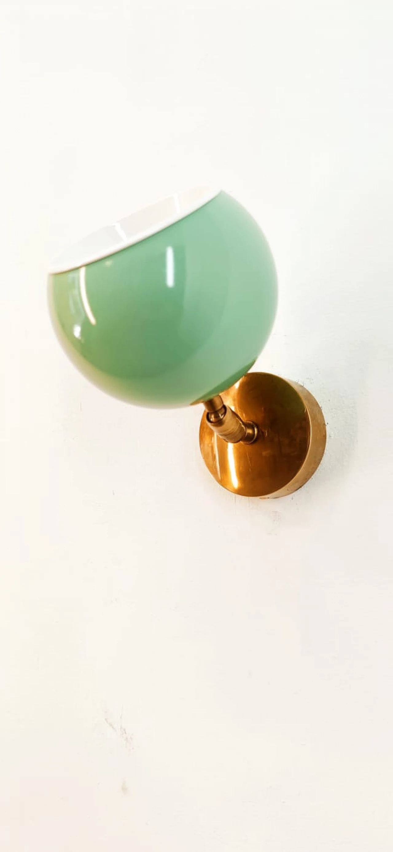 Brass and aqua green metal adjustable wall light, 1970s 5