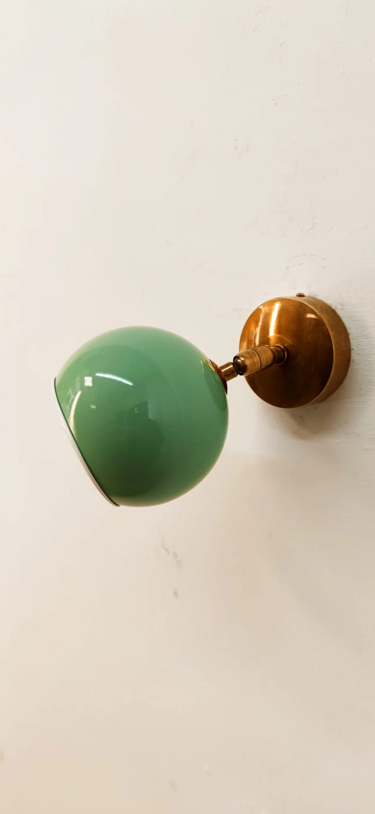 Brass and aqua green metal adjustable wall light, 1970s 6