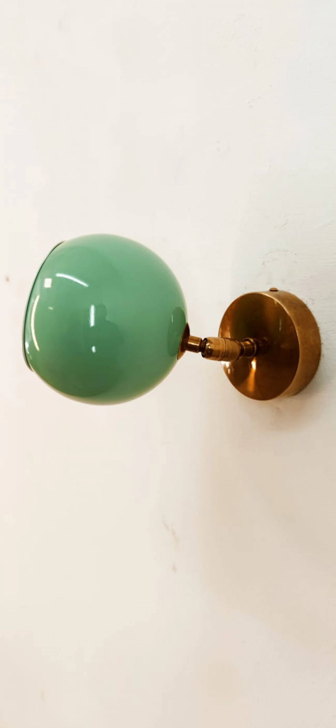 Brass and aqua green metal adjustable wall light, 1970s 9