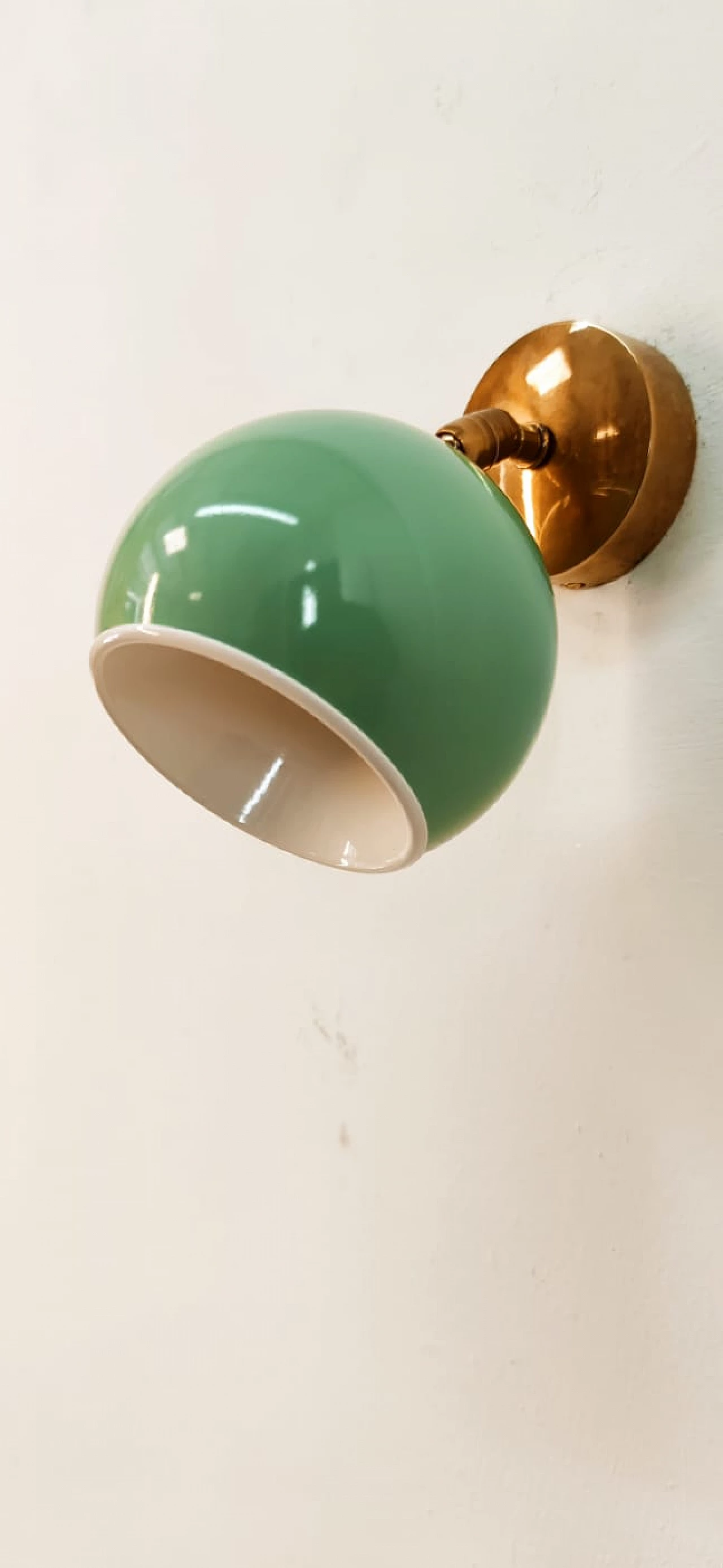 Brass and aqua green metal adjustable wall light, 1970s 10